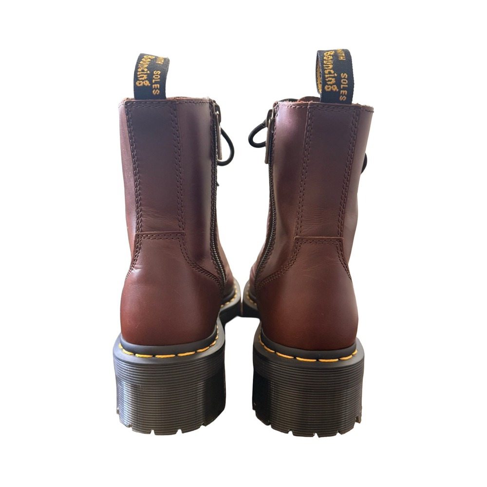 Dr Martens Jadon Platform Boots Brown Leather Classic Zip Womens 7 38 EU - Picture 12 of 13
